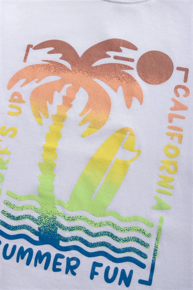 2 Pack Tropical T-Shirts White And Cobalt