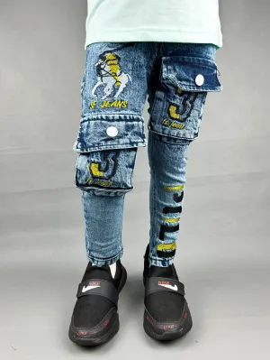 5Yrs - 13Yrs Light Blue Stretchable Denim Jeans For Boys BJ08