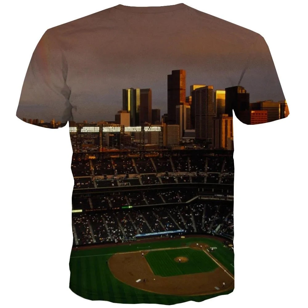 Baseball T shirts Men Stadium T shirts Funny Game Shirt Print White T-shirts 3d