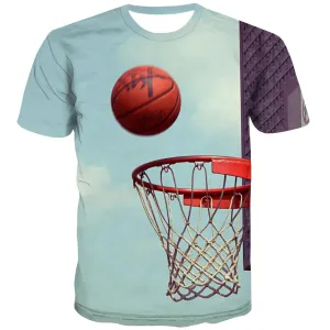 Basketball T shirts Men Night View T-shirts Graphic Galaxy T-shirts 3d City Tshirts Novelty