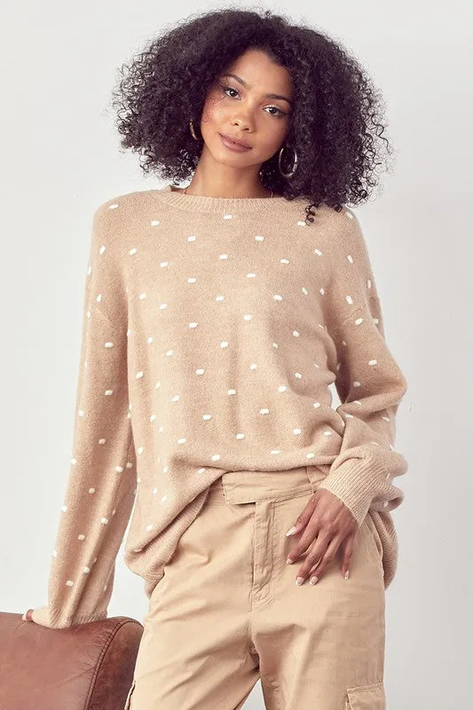 Beige Polka Dot Sweater