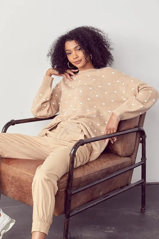 Beige Polka Dot Sweater