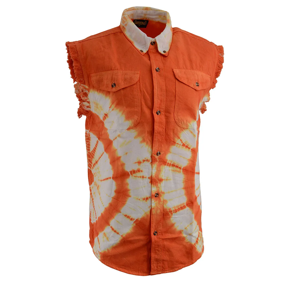 Biker Clothing Co. MDM11680 Men's Classic Orange and White Tie-Dye