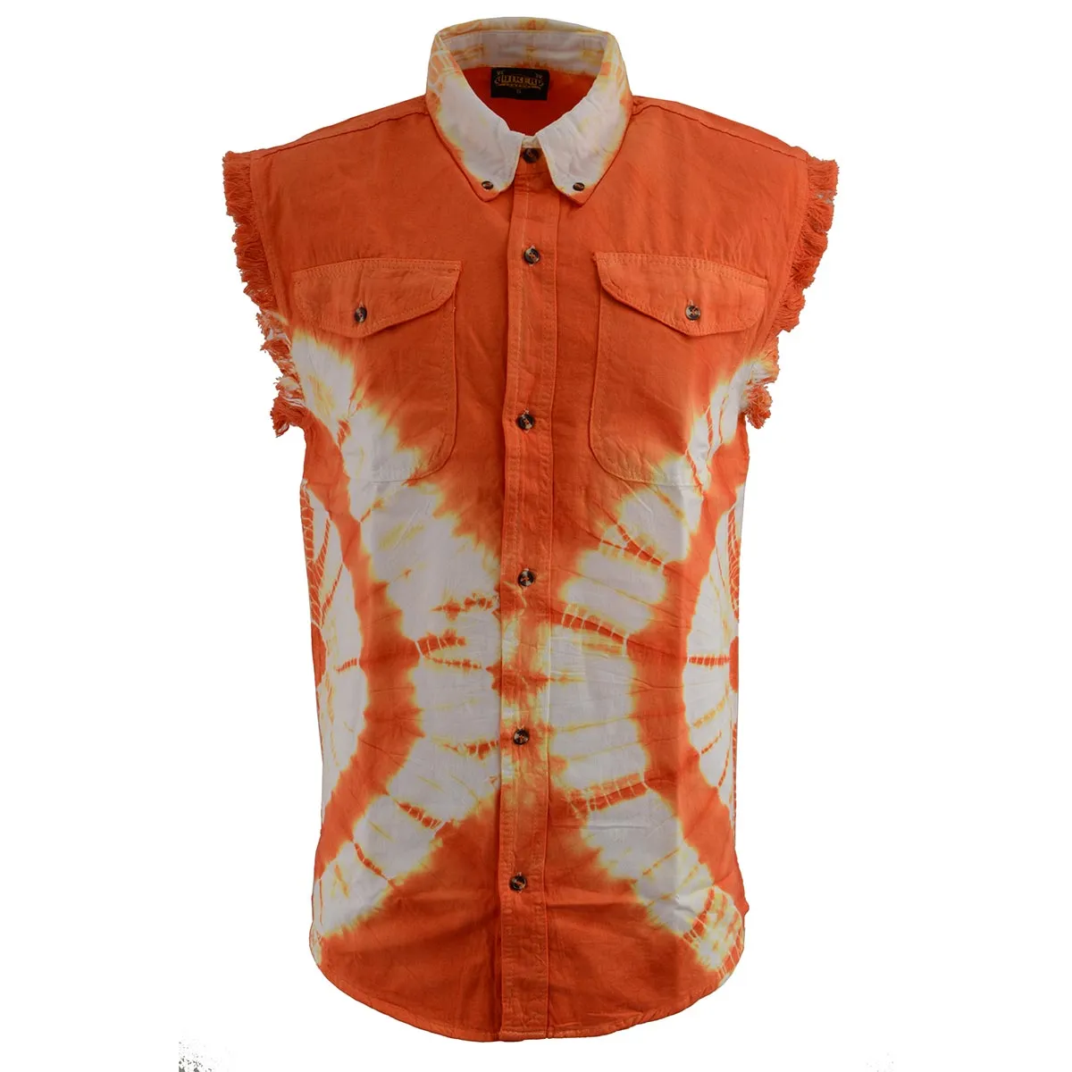 Biker Clothing Co. MDM11680 Men's Classic Orange and White Tie-Dye