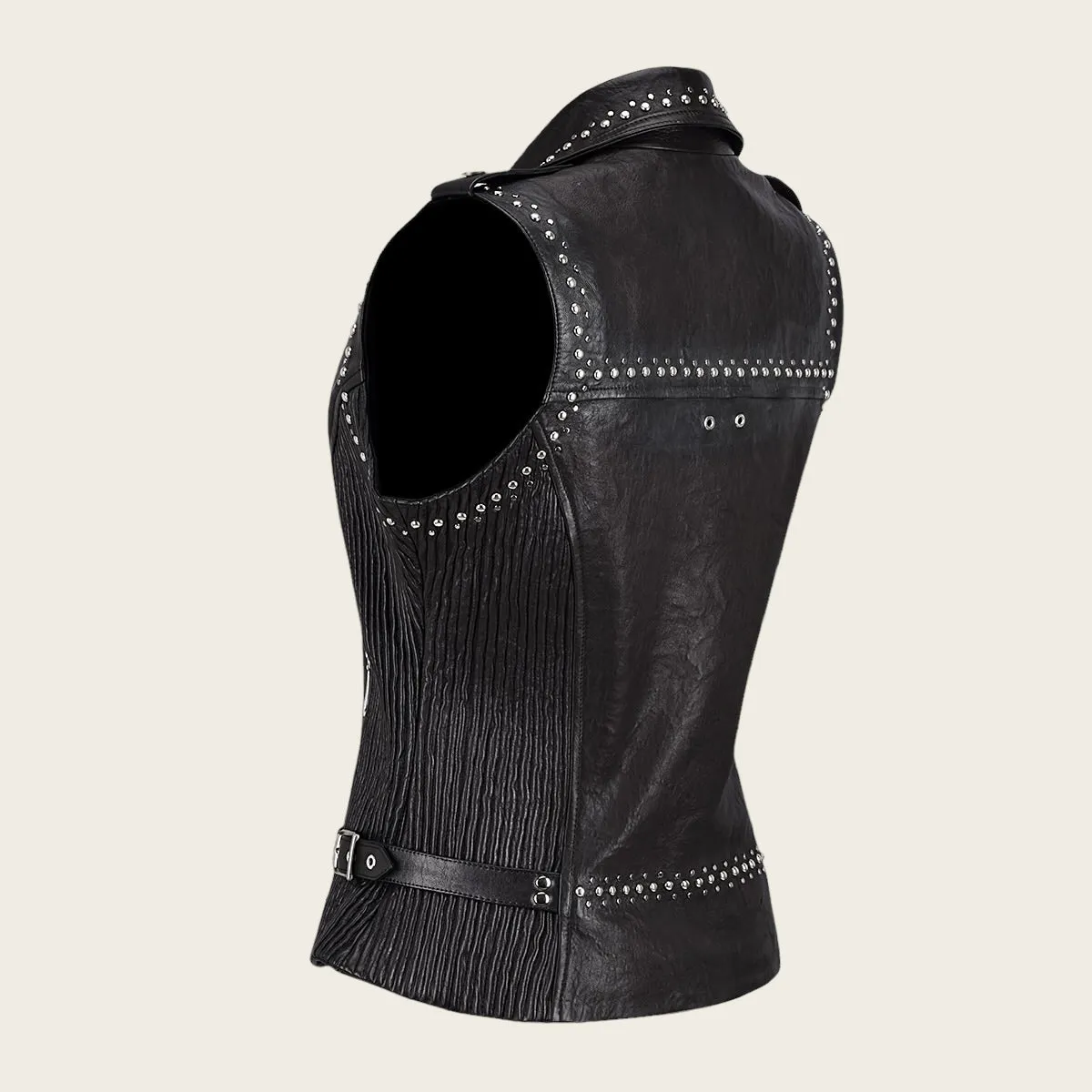 Black biker vest full of studs