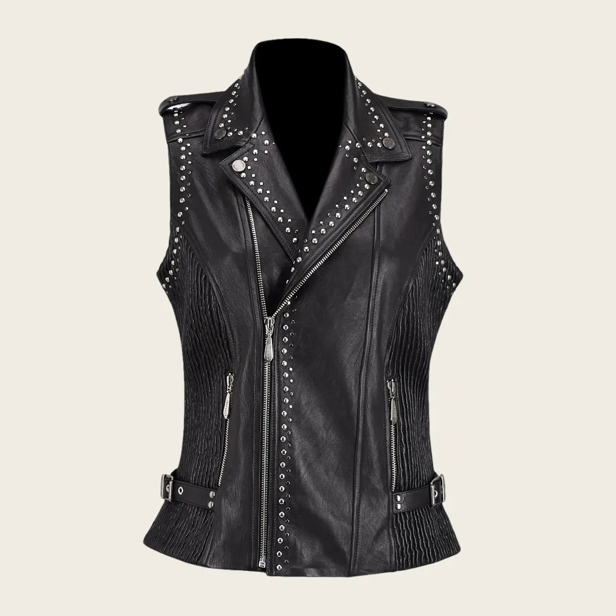 Black biker vest full of studs