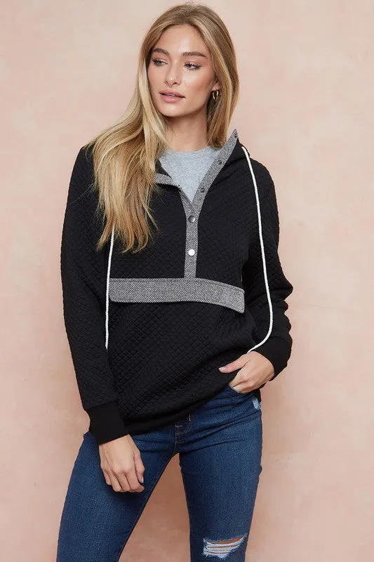 Black Quilted Hoodie