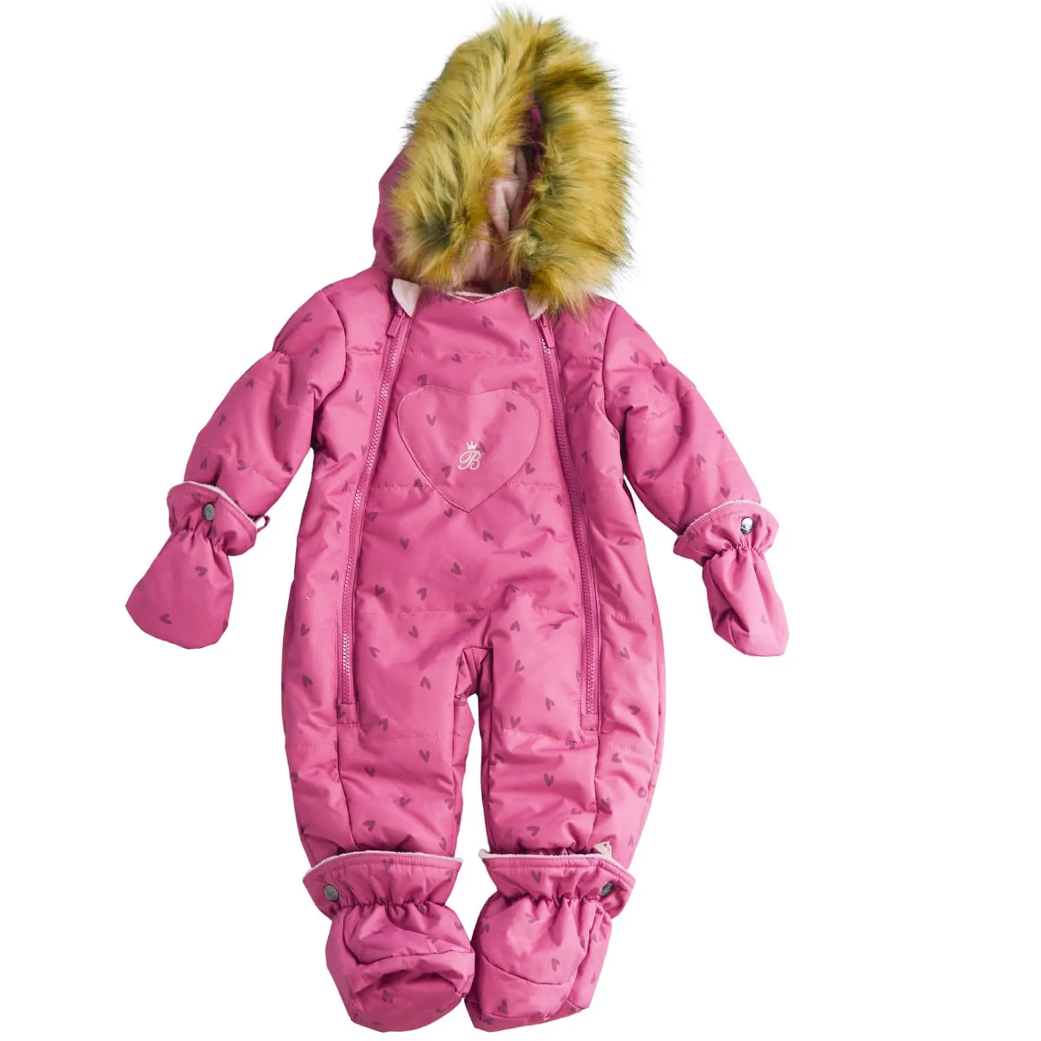 Blizz Baby Girls Fuchsia Hearts Snow Suit - 1 piece - (6m to 24m) - 24WBLI5433