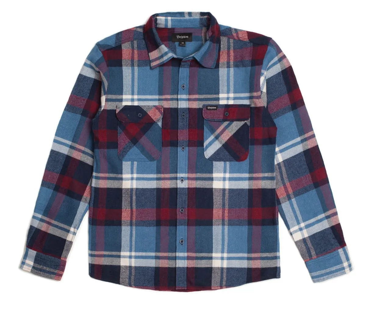 Brixton - Bowery Men's Flannel L/S Shirt, Blue/Burgundy