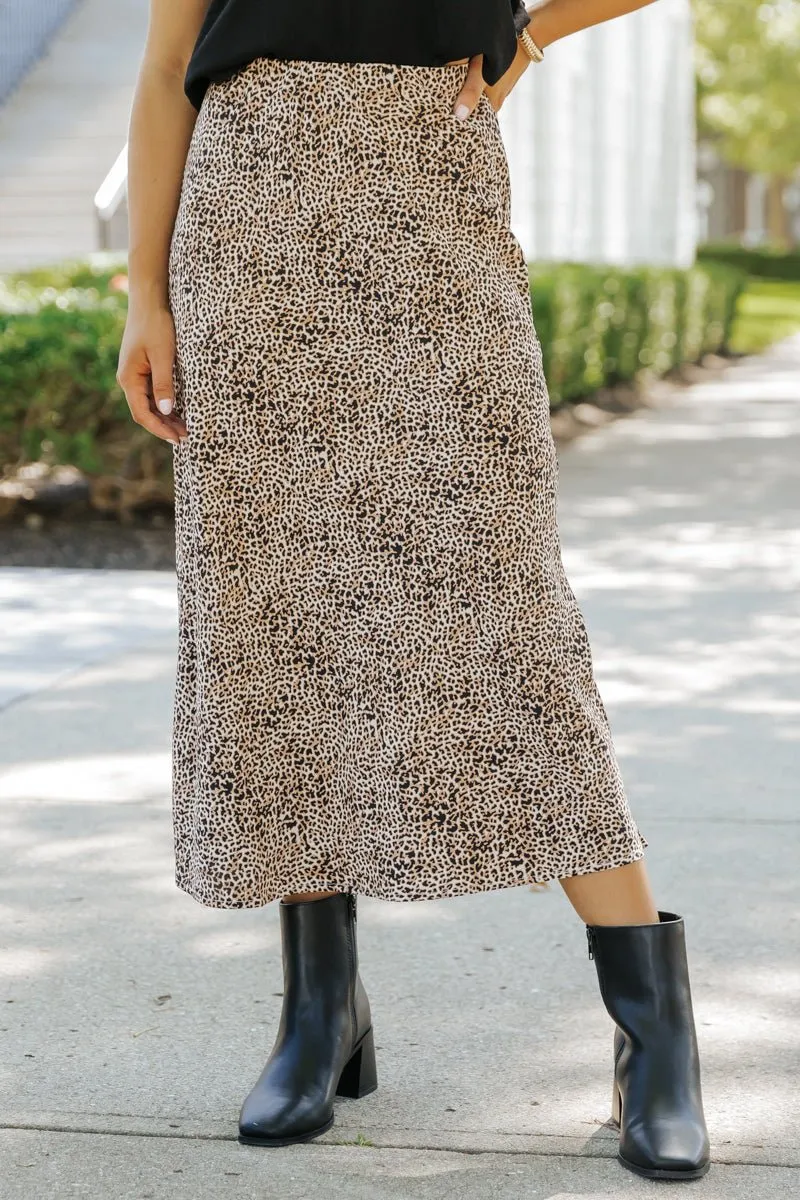 Brown Leopard Print Midi Skirt - FINAL SALE