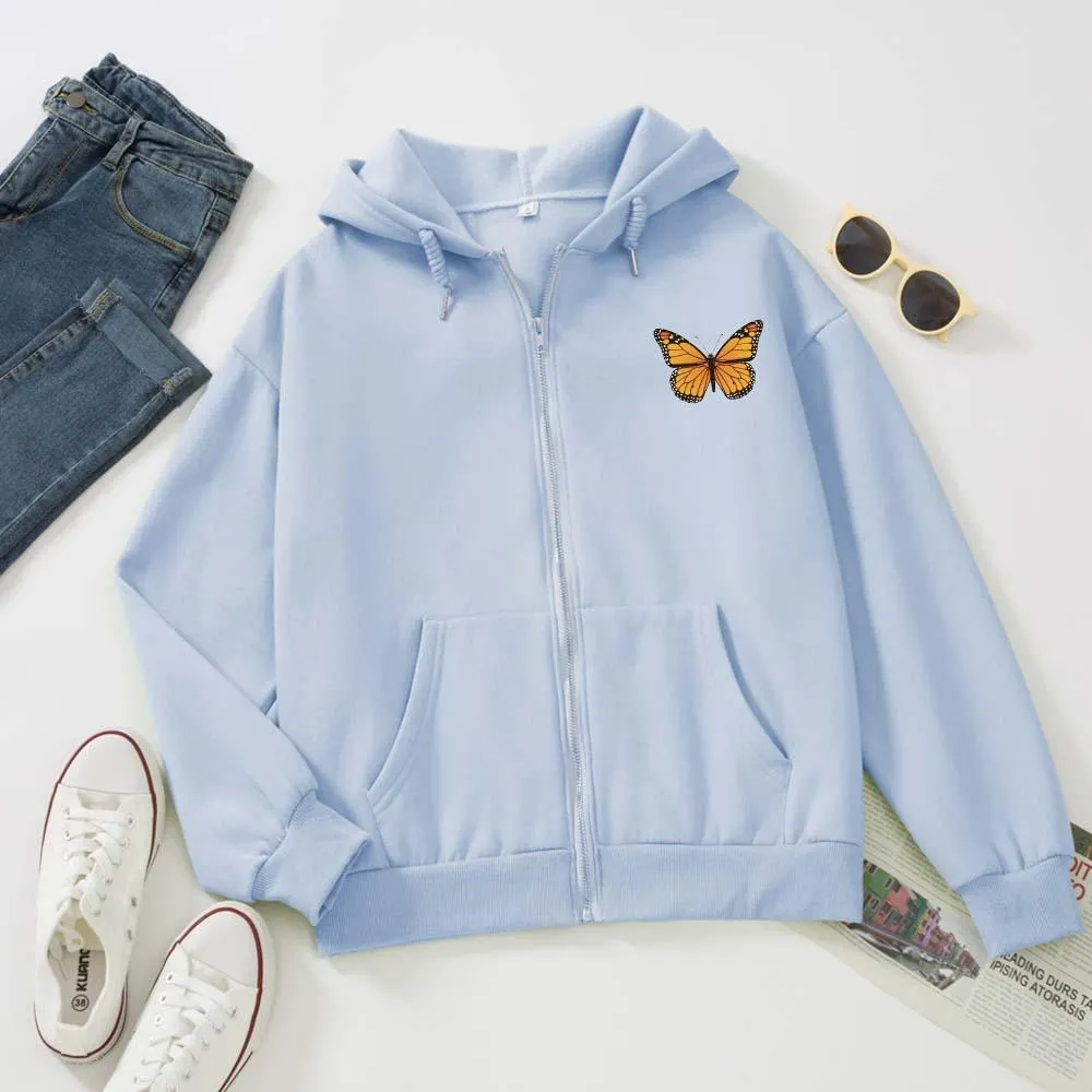 Butterfly Soft Zip-Up Hoodie