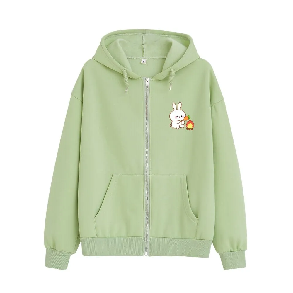 Camping Bun Bun the Bunny Soft Zip-Up Hoodie