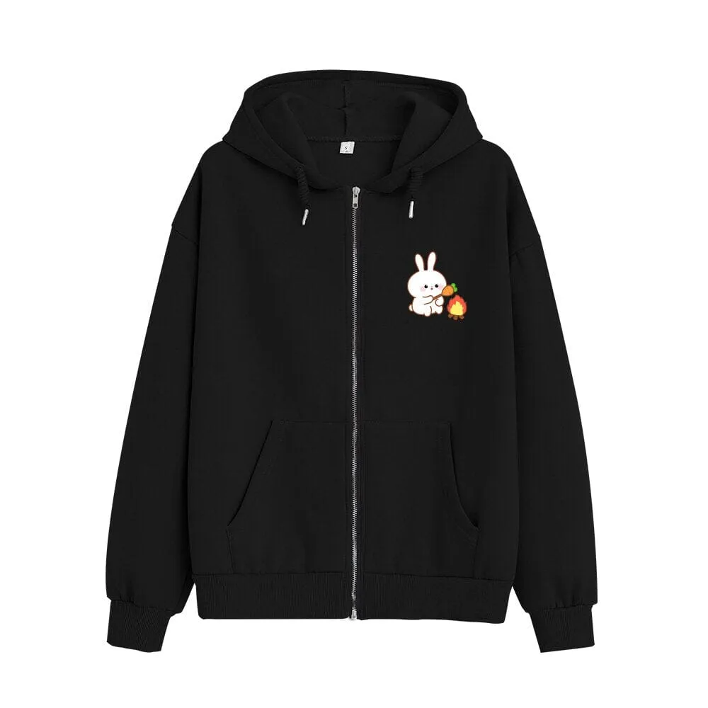 Camping Bun Bun the Bunny Soft Zip-Up Hoodie