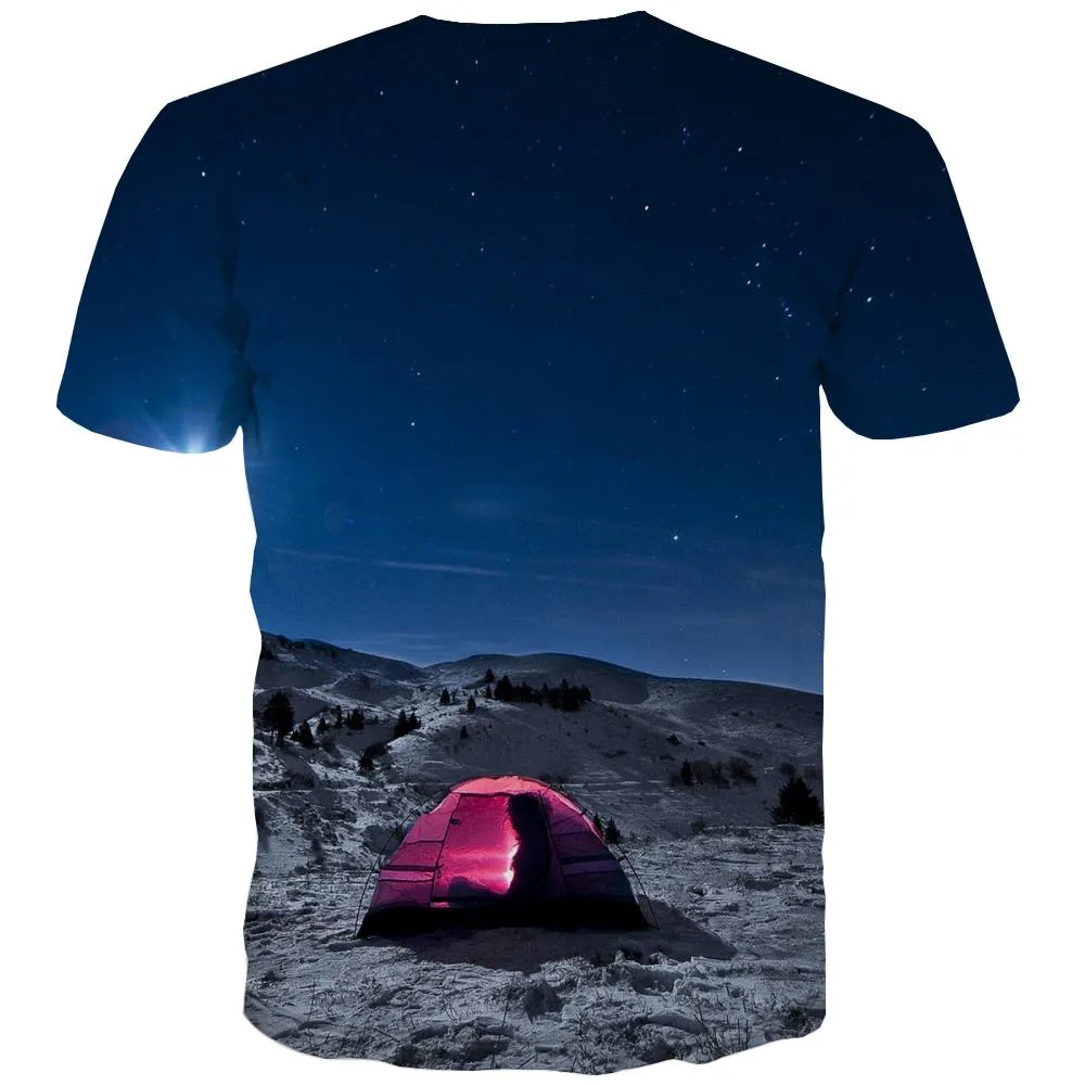 Camping T shirts Men Sunset T shirts Funny Forest Tshirt Anime Flame T-shirts Graphic