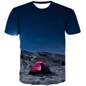 Camping T shirts Men Sunset T shirts Funny Forest Tshirt Anime Flame T-shirts Graphic