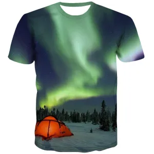 Camping T shirts Men Sunset Tshirts Casual Forest T-shirts 3d Flame T-shirts Graphic