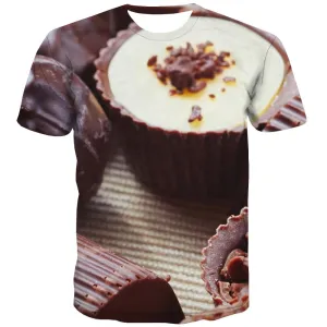 Chocolate T shirts Men Brown T-shirts 3d Delicious Tshirt Anime Bitter T shirts Funny