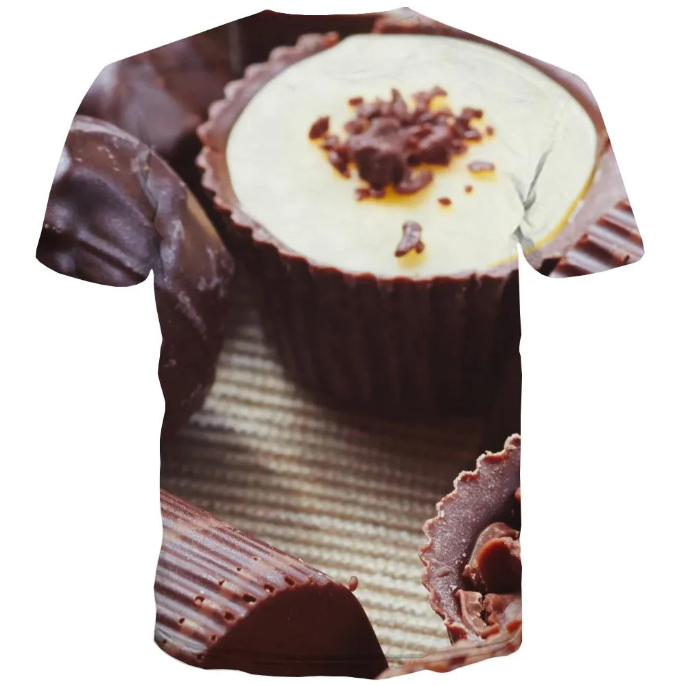 Chocolate T shirts Men Brown T-shirts 3d Delicious Tshirt Anime Bitter T shirts Funny