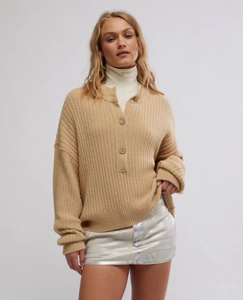 Cocoa Henley Sweater Sugar Cookie