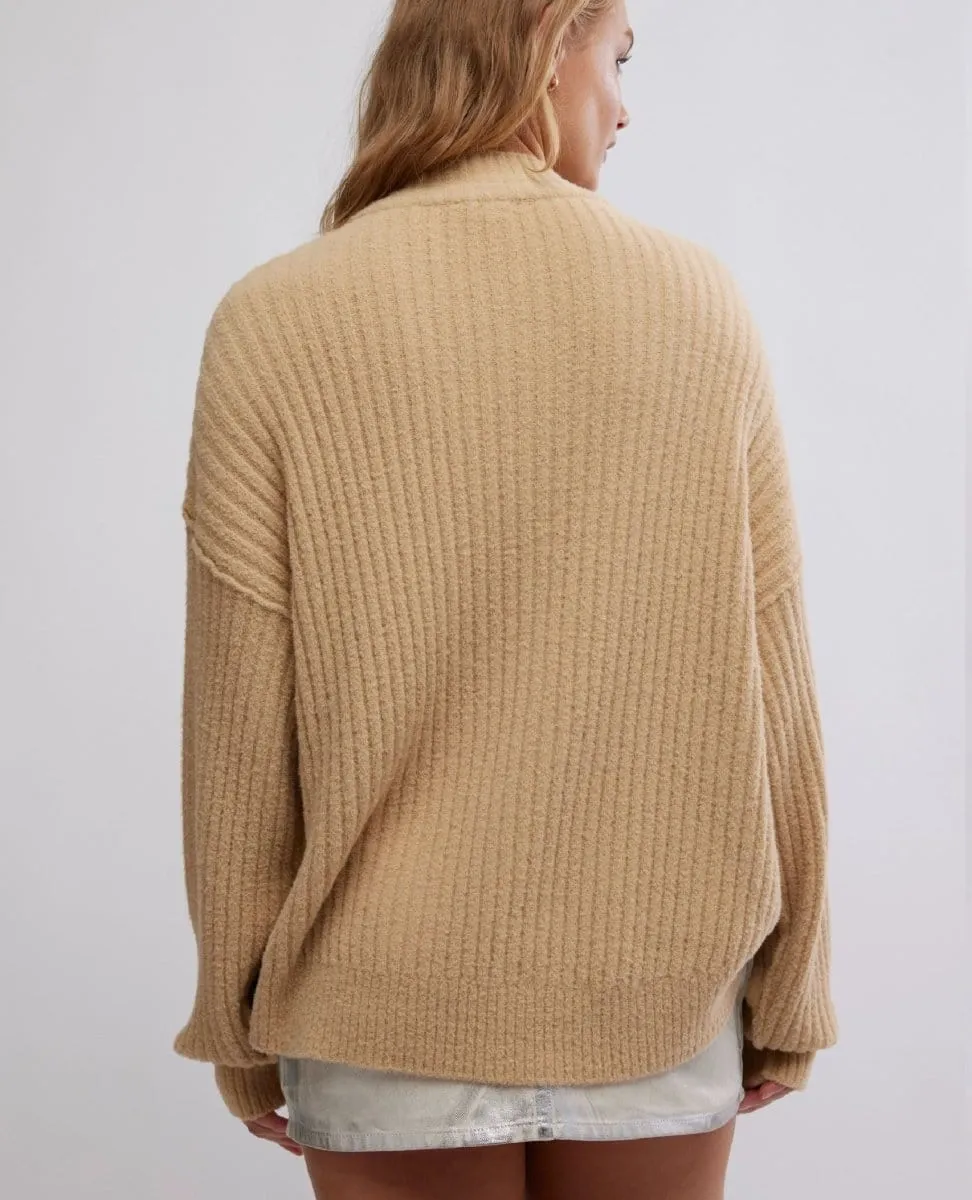 Cocoa Henley Sweater Sugar Cookie