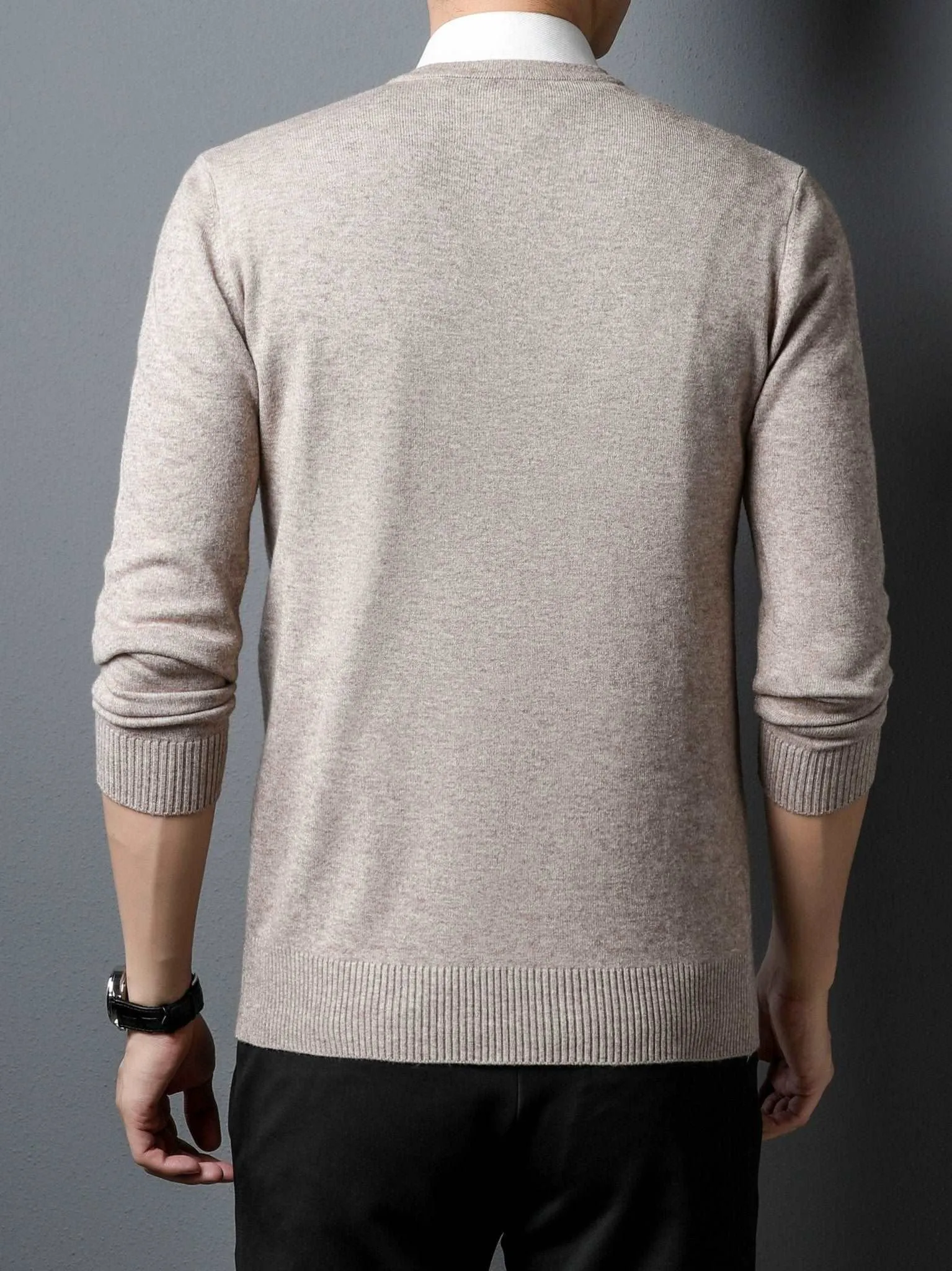 Cozy & Stylish Men's Knitted V-neck Sweaters: Perfect Autumn Knitwear in Black, Camel, & Grey"