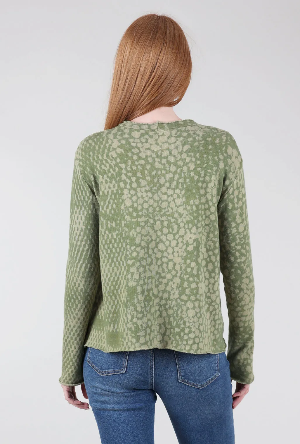 Cozy Dot Dye Top, Avocado/Stone