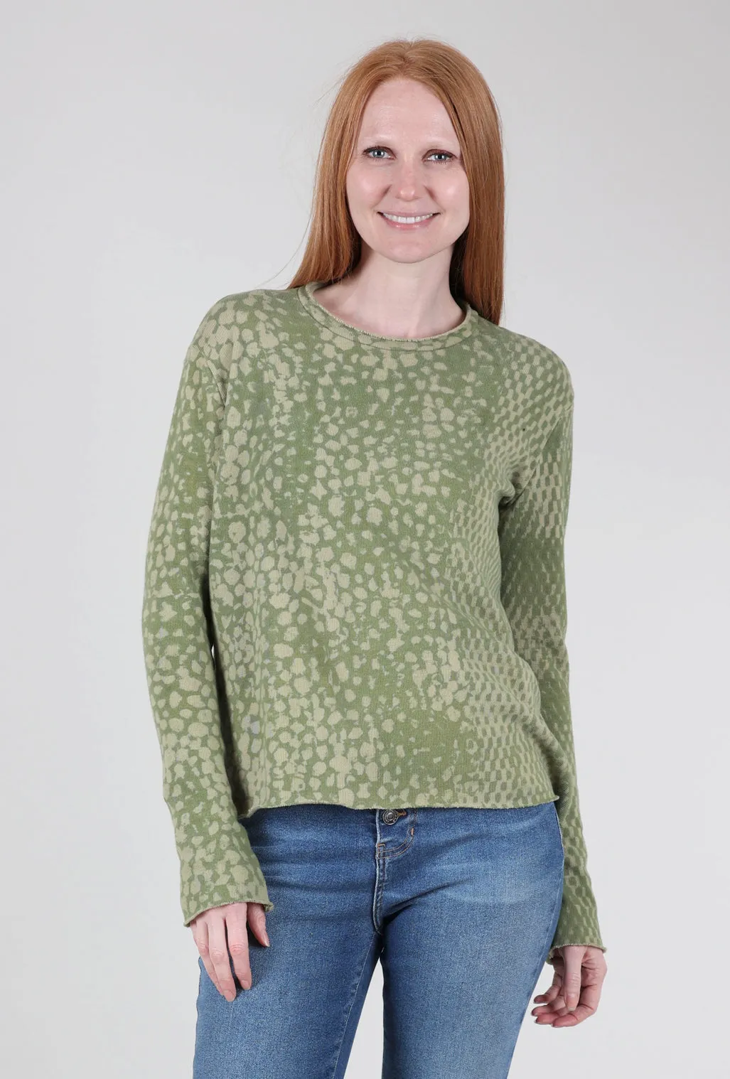 Cozy Dot Dye Top, Avocado/Stone