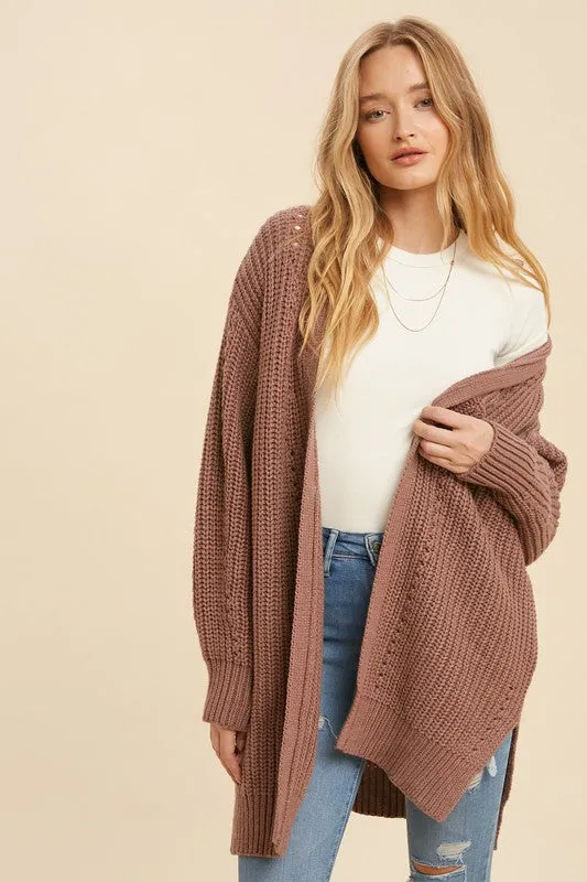 Cozy Knit Cardigan (Rosewood)