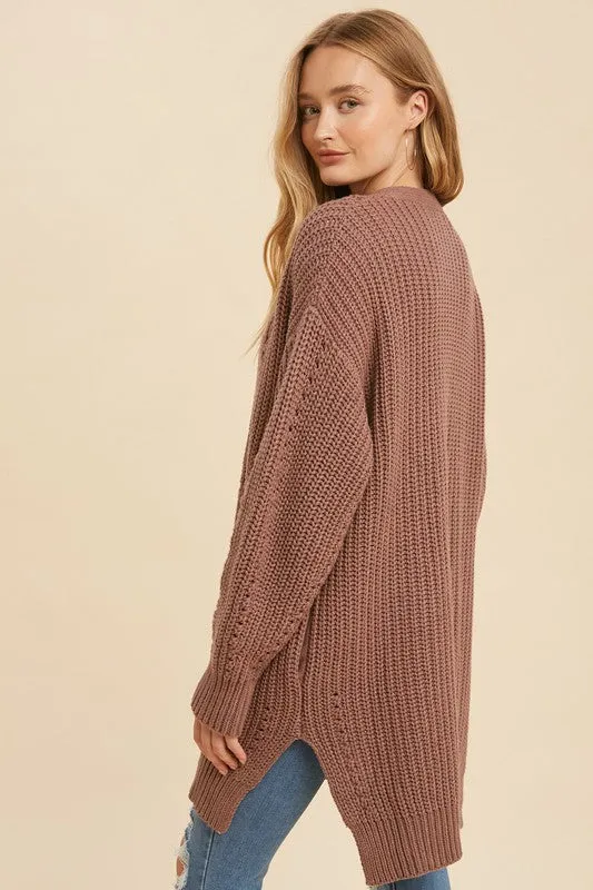 Cozy Knit Cardigan (Rosewood)