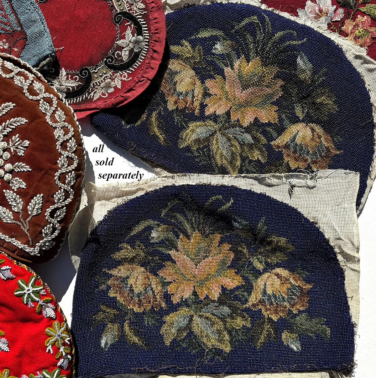 Fabulous Large Pair of Victorian Beadwork Panels Made for Tea Cozy, Perfect to Make into Pillows