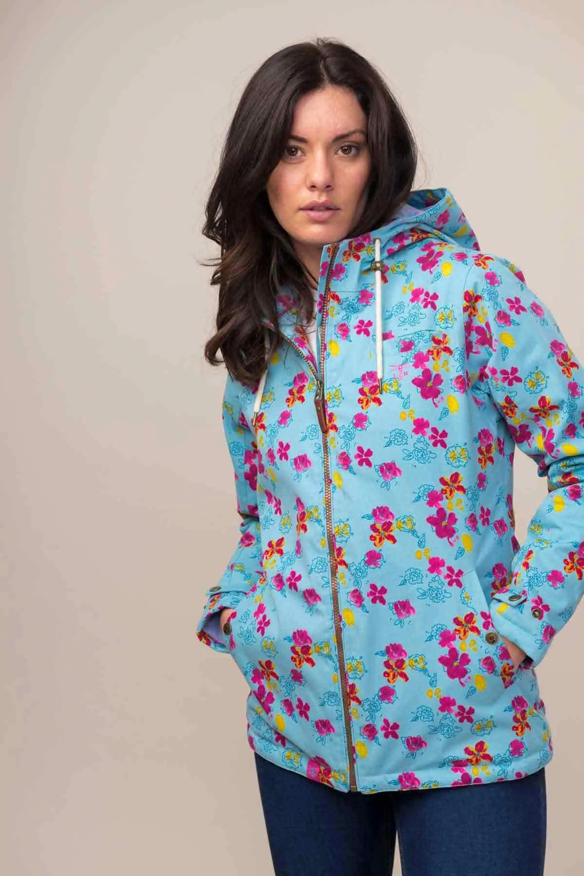 Faye Waterproof Coat - Aqua Haze Floral