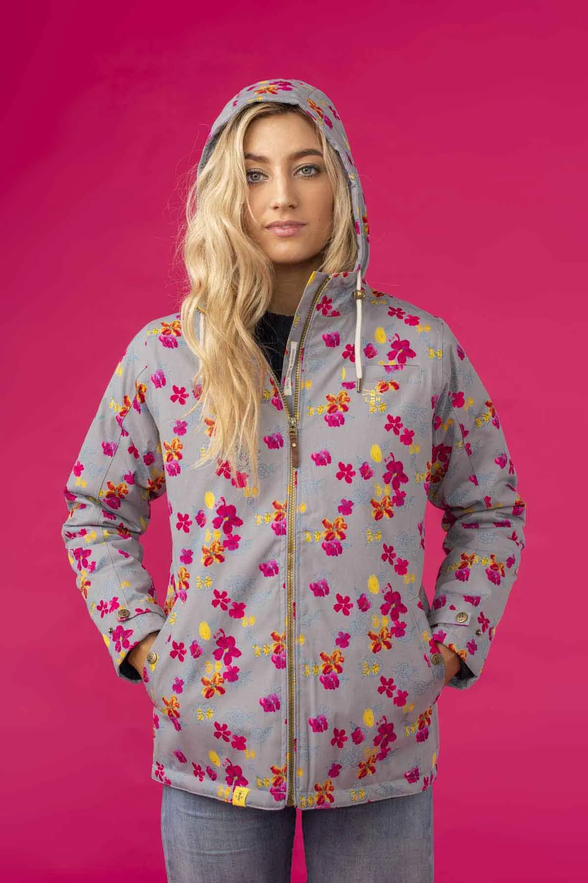 Faye Waterproof Coat - Aqua Haze Floral