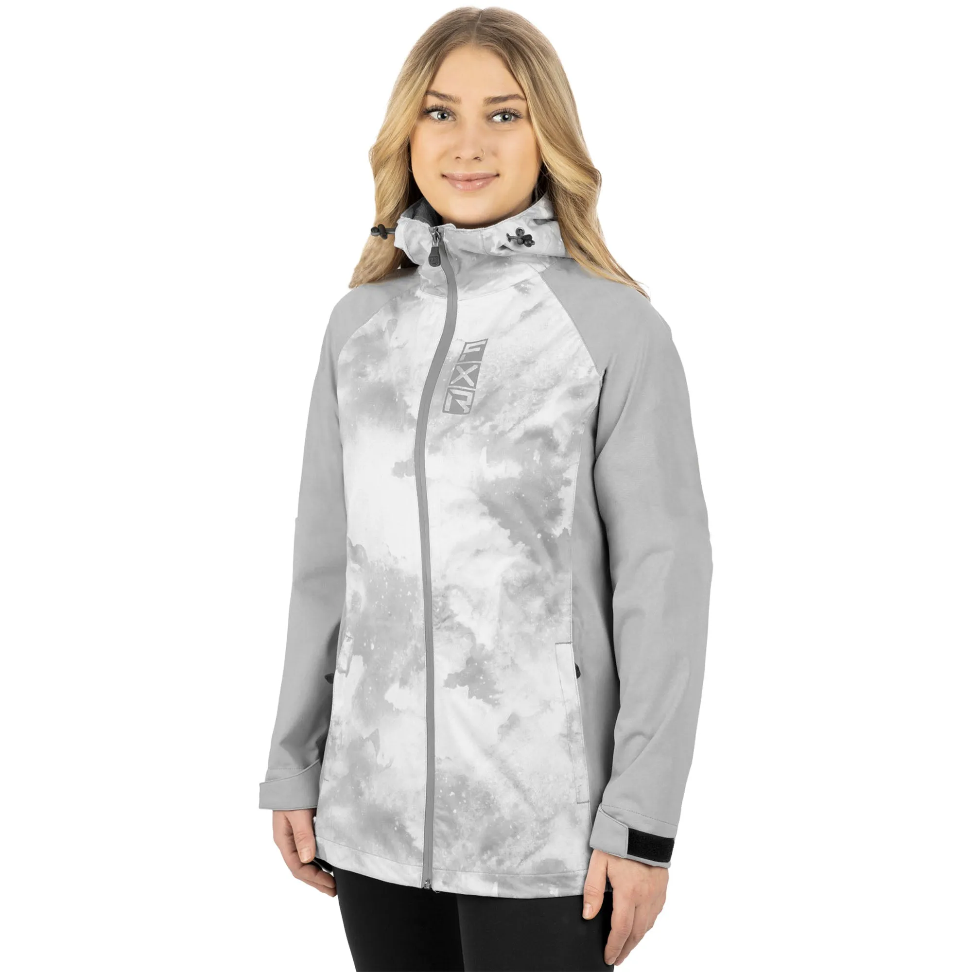 FXR  Womens White Ink Grey Jade Dual Laminate Jacket Waterproof Breathable