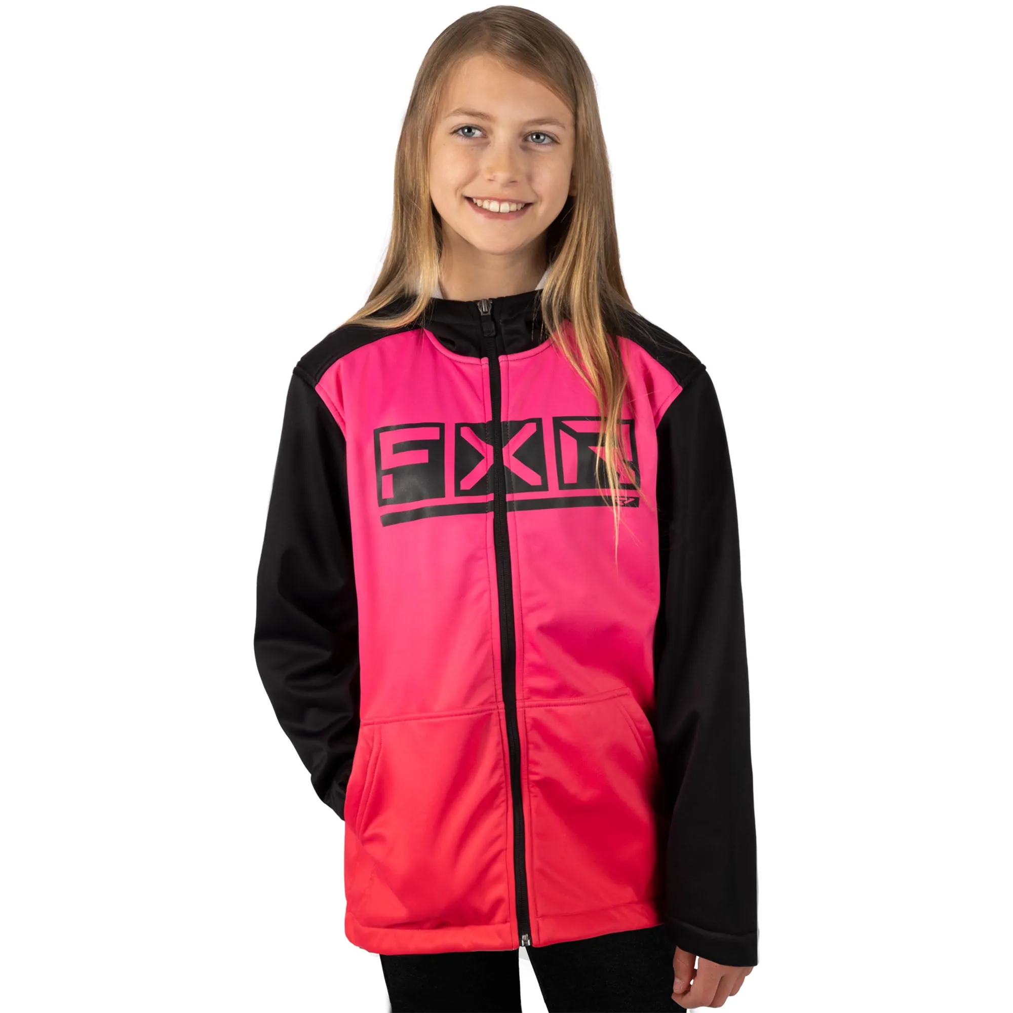 FXR  Youth Hydrogen Softshell Jacket Raspberry Black DWR Finish Waterproof HydrX