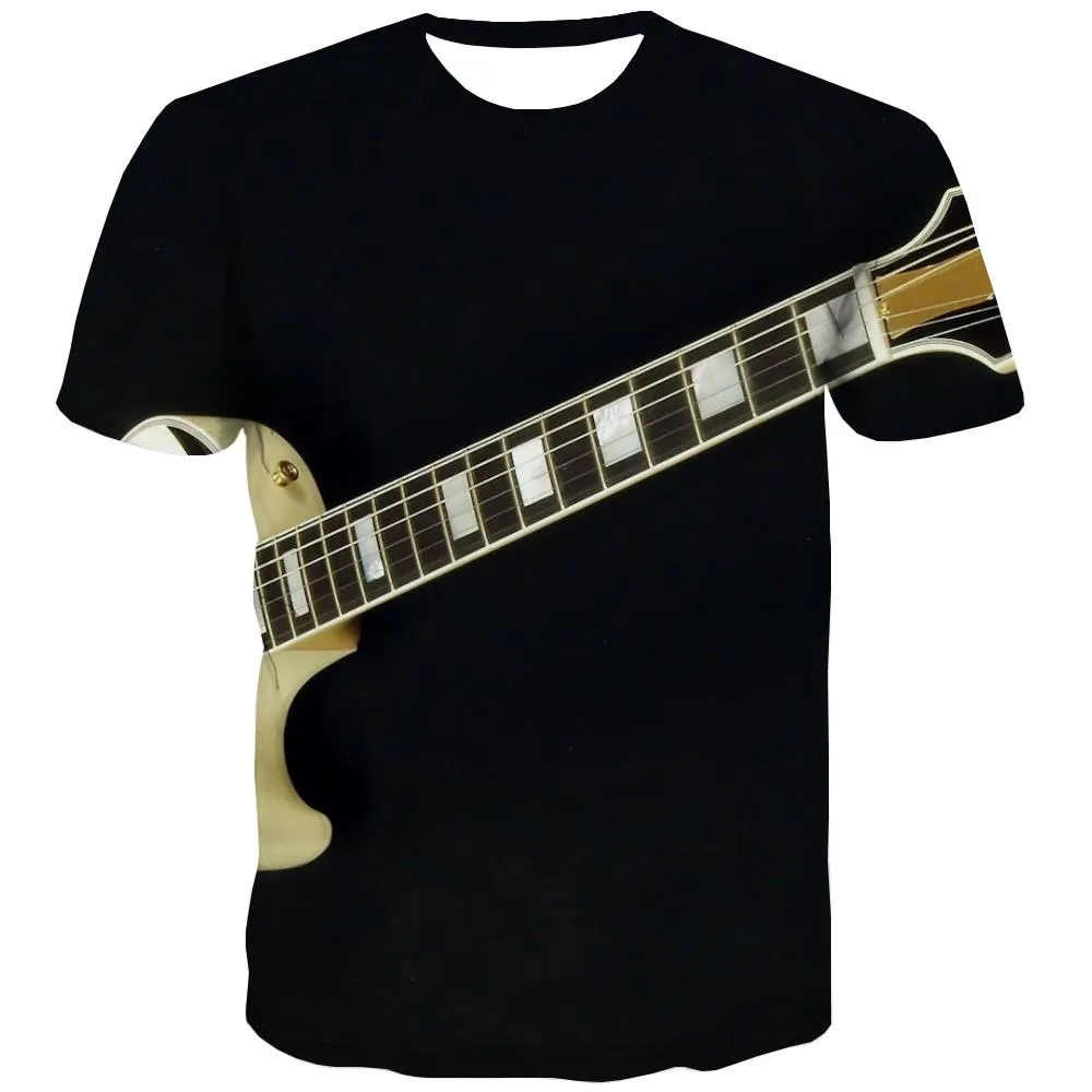 Guitar T shirts Men Music Tshirts Casual Wooden T shirts Funny Metal T-shirts Graphic