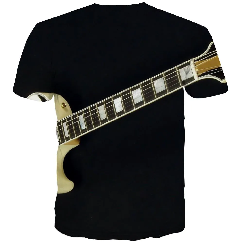 Guitar T shirts Men Music Tshirts Casual Wooden T shirts Funny Metal T-shirts Graphic