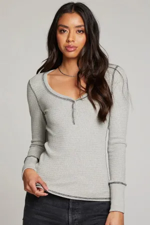 Heather Grey Long Sleeve Henley Top