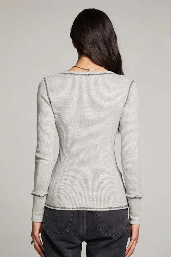 Heather Grey Long Sleeve Henley Top