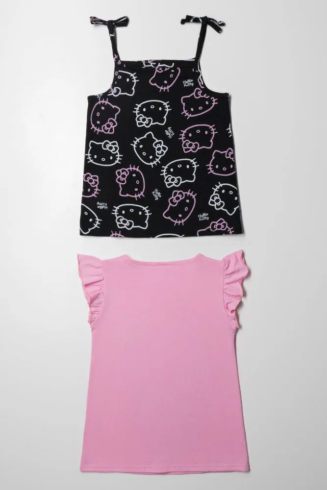 Hello Kitty 2 Pack T-Shirts Black And Pink