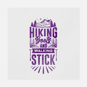 Hiking Boots And Walking Stick