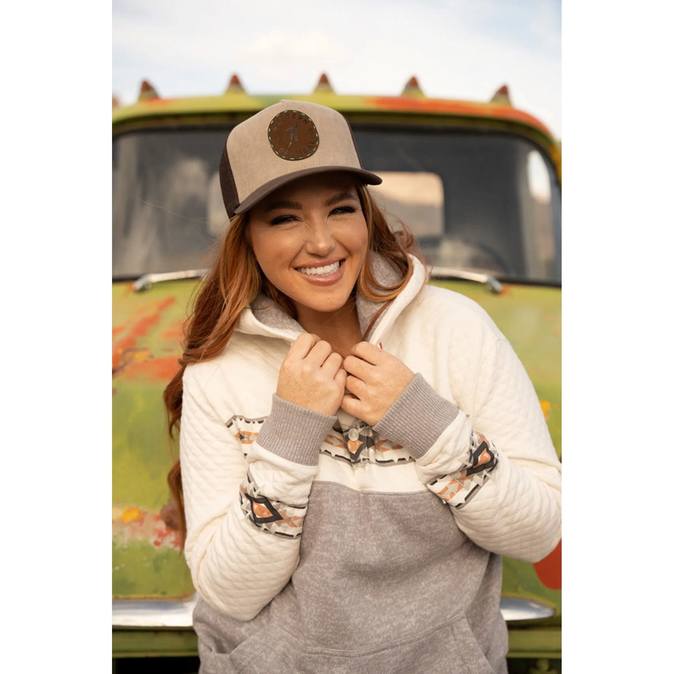 Hooey Women's Grey and White Jimmy Hoodie