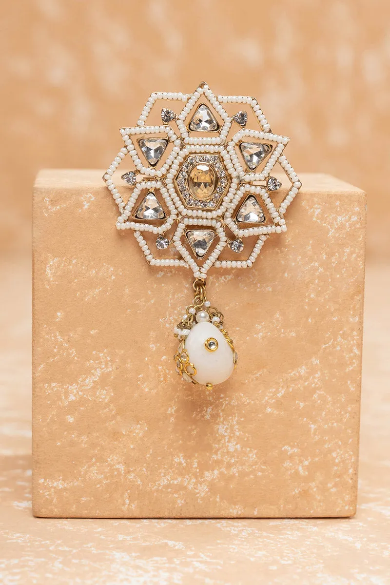 Ivory Floral Brooch With Pearl Highlight