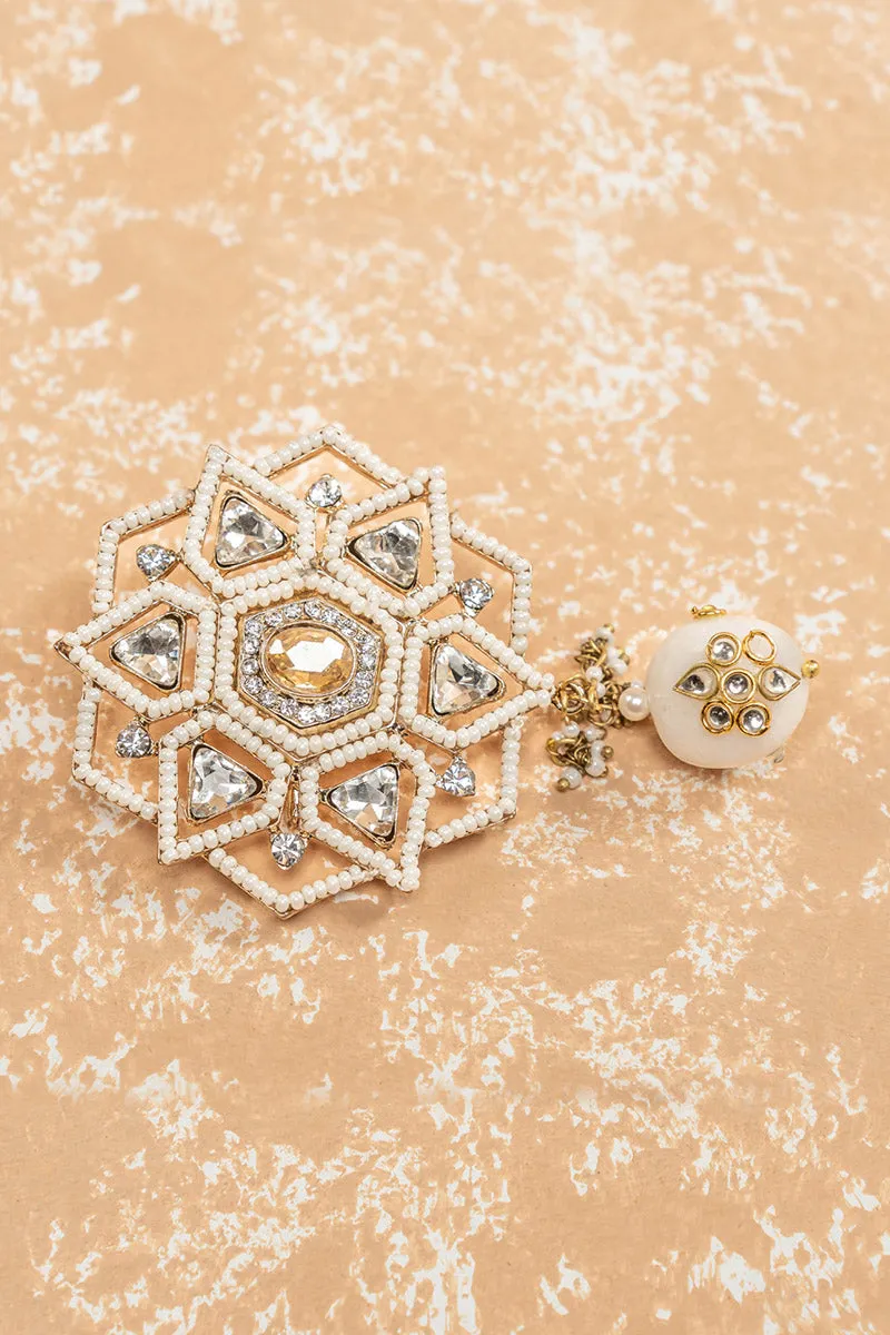 Ivory Floral Brooch With Pearl Highlight