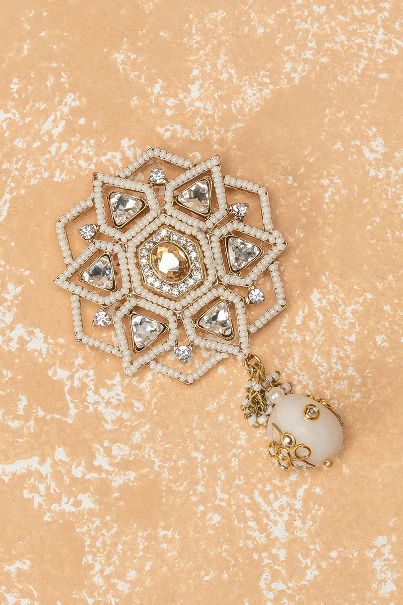 Ivory Floral Brooch With Pearl Highlight