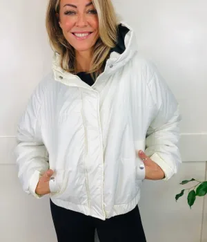 Ivory Raglan Puffer Jacket