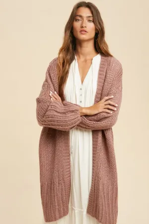 Knit Long Cardigan (Rose)