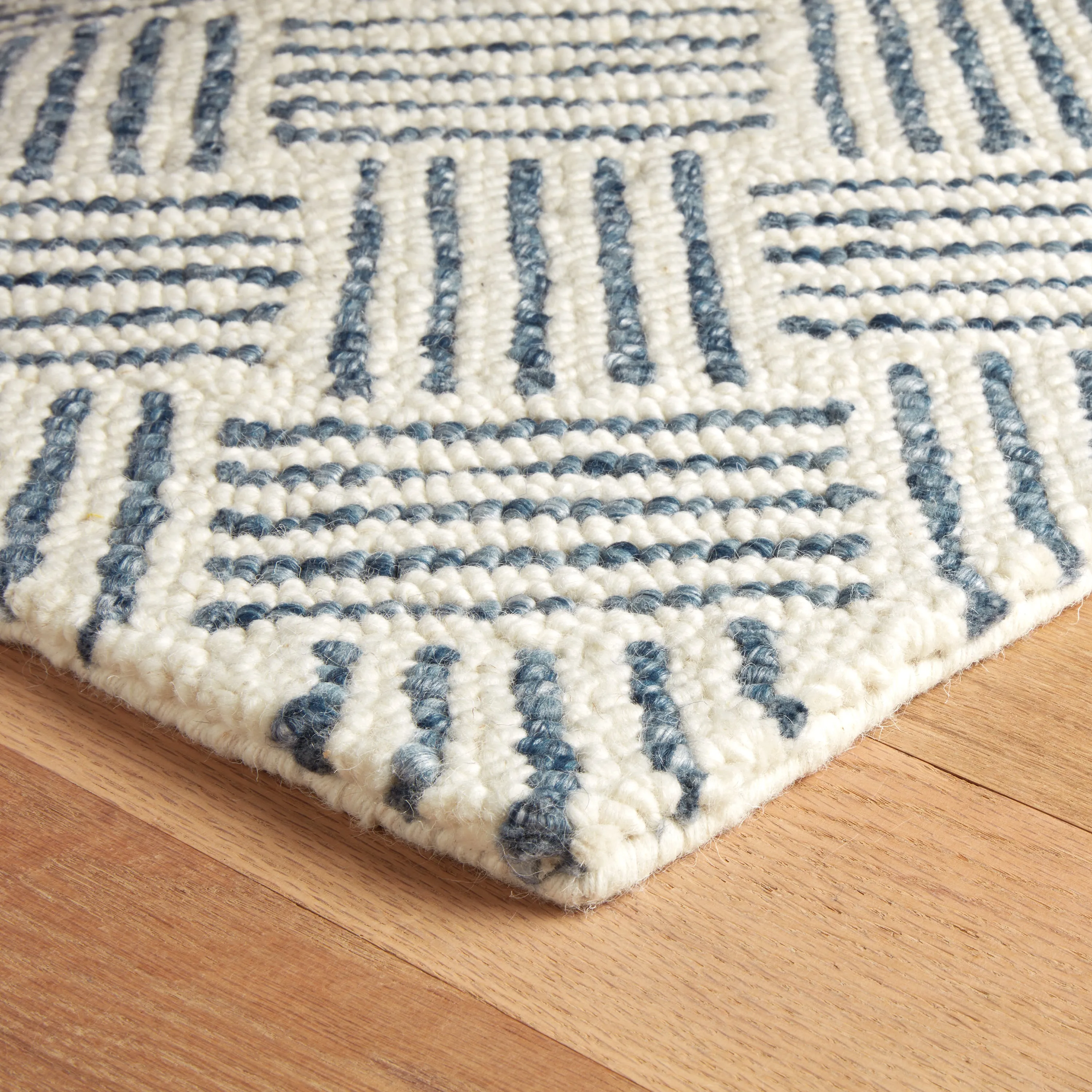 Layers Indigo Hand Hooked Wool Rug