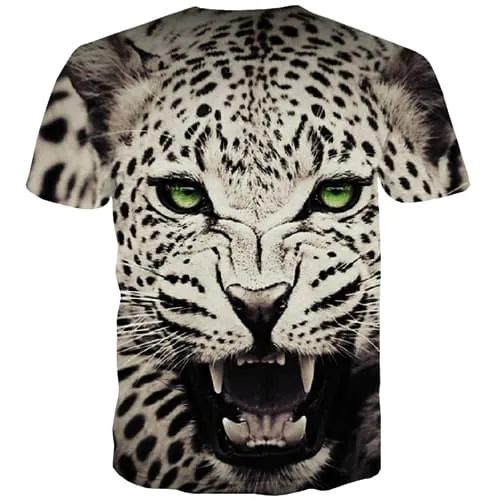 Leopard T shirts Men Animal T shirts Funny Tiger T-shirts Graphic Funny T-shirts 3d Ferocious Tshirt Anime Short Sleeve