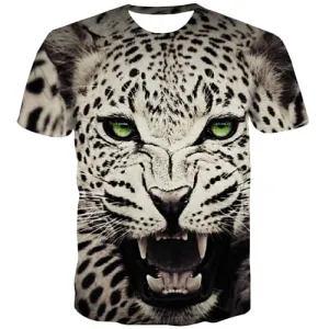 Leopard T shirts Men Animal T shirts Funny Tiger T-shirts Graphic Funny T-shirts 3d Ferocious Tshirt Anime Short Sleeve