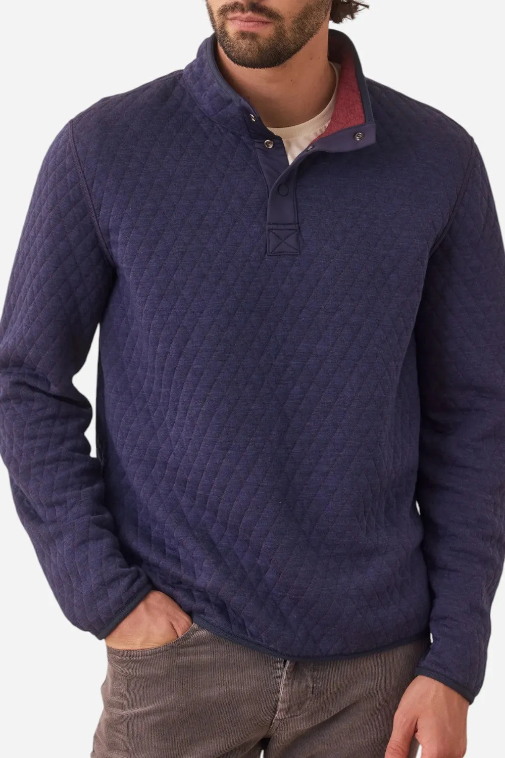 Marine Layer Corbet Reversible Pullover in Burgundy/Navy